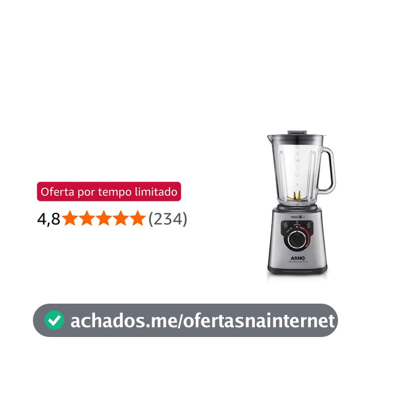 Liquidificador Arno Ultraforce Pro 1100W LN93, com App de Receitas, 6 Lâminas Powelix Life, Jarra de Vidro 2L, Resistente a Choque Térmico e Corpo Inox, Tecnologia Limpa Fácil, 110V