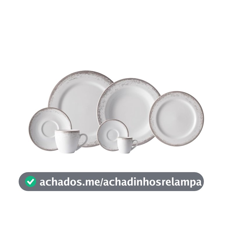 Serviço de Jantar, Chá e Café 42 Peças em Porcelana, Decoração Névoa Cinza, Porcelana Schmidt