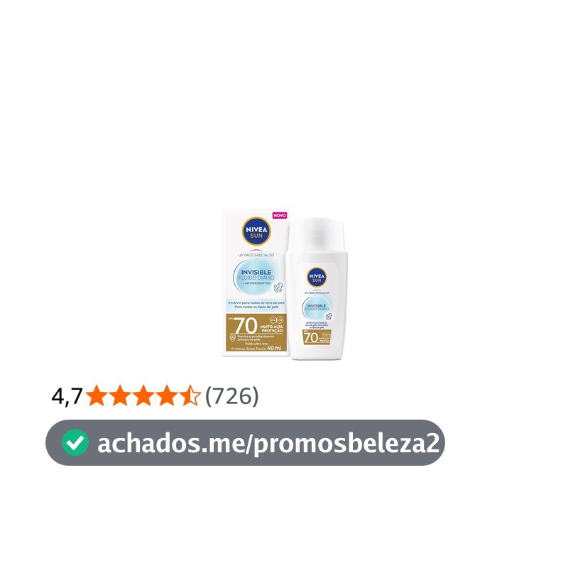 NIVEA SUN Protetor Solar Facial Fluido UV Face Specialist Invisible FPS 70 40ml, Muito Alta Proteção UVA/UVB, Invisível em Todos os Tons, Textura Ultraleve, Cuidado Diário