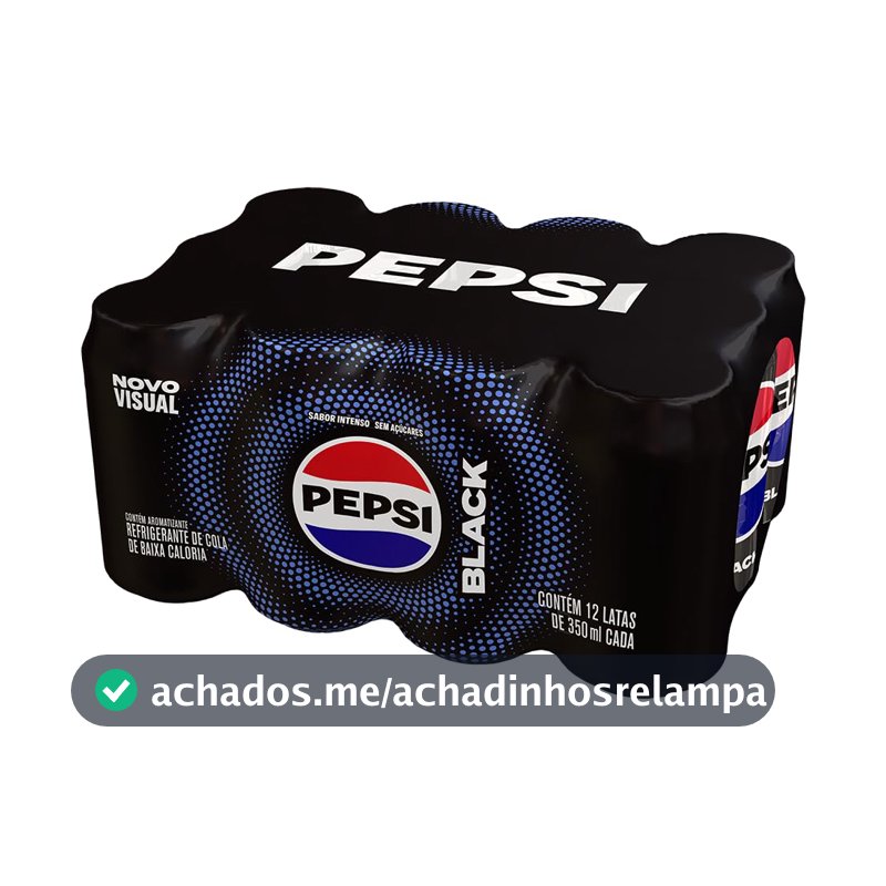 Refrigerante Zero Pepsi, Black, Lata 350ml, Pack com 12 unidades