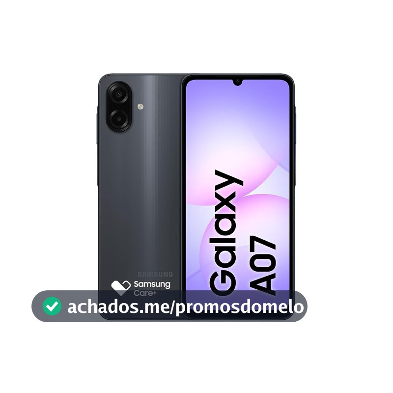 Celular Samsung Galaxy A07 128GB, 4GB, Câm. 50MP, Tela 6.7"- Preto