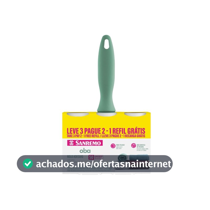 Sanremo - Kit de Rolo Adesivo de 50 Folhas Ultra Adesivas, Com Dois Refis, Linha Oba