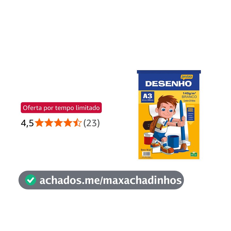Bloco Técnico para Desenho, A3, Branco, 140 grs, Jandaia