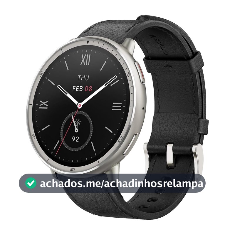 Amazfit Active 2 Smart Watch 44mm, GPS Maps with Direction, Fitness Tracker, 10 Day Battery, 160+ Sport Modes (Black Leather – Premium)