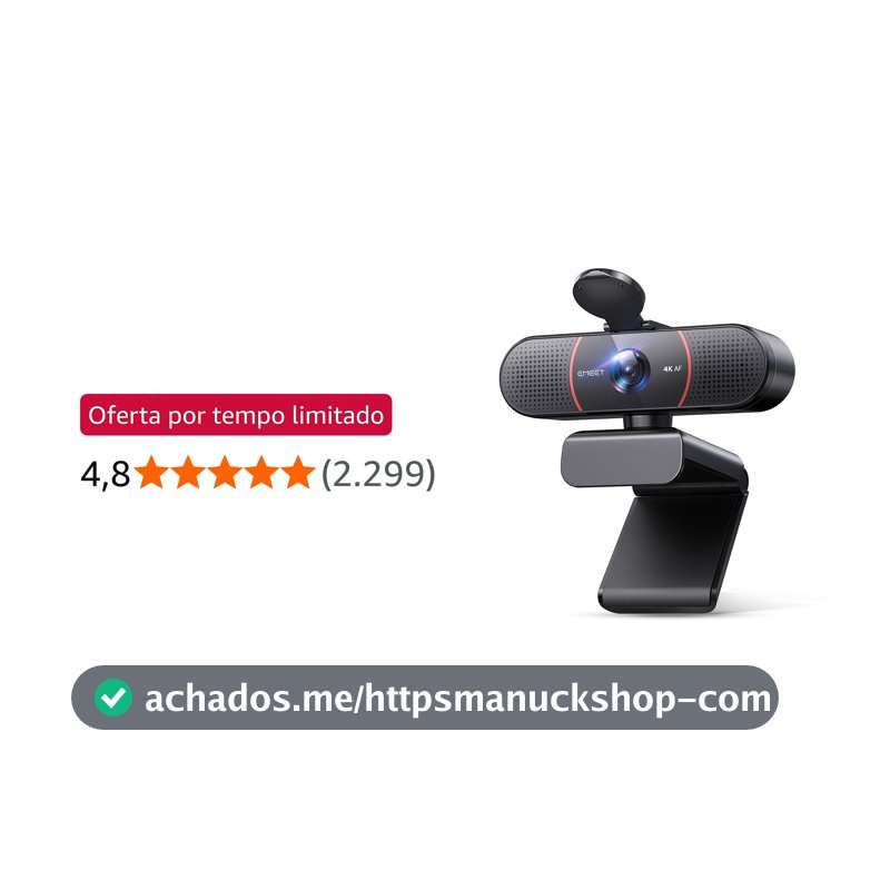 Webcam EMEET C960 4K, Sensor Sony UHD, Foco Automático PDAF, Microfones Duplos, Correção de Luz, FOV 73°, Capa de Privacidade