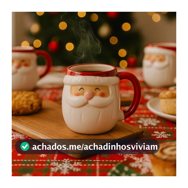 Caneca de Natal Papai Noel 330ml em Dolomita Premium Caneca Natalina Decorativa Natal Temática para Café Chá e Bebidas Quentes