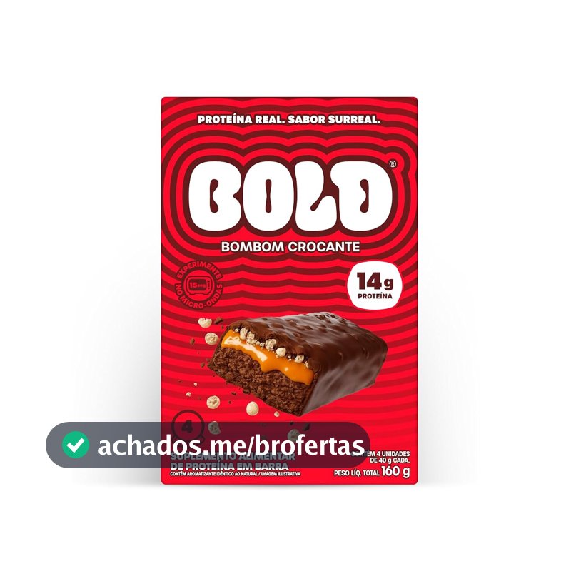 Bold Barra de Proteina Bombom Crocante 14g Kit com 4 Unidades