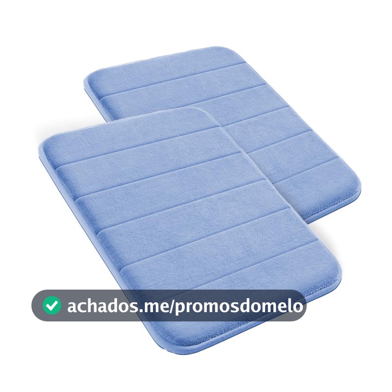 Decolab Kit 2 Tapetes de Banheiro Super Soft Antiderrapantes Azul