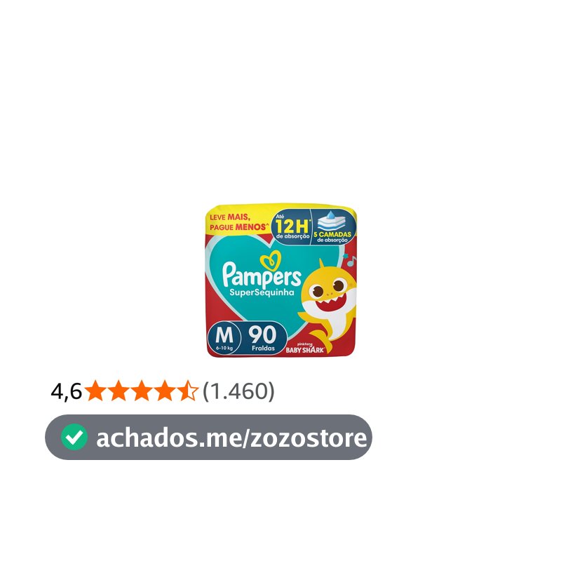 Fralda Pampers Supersequinha Tamanho M 90 Unidades