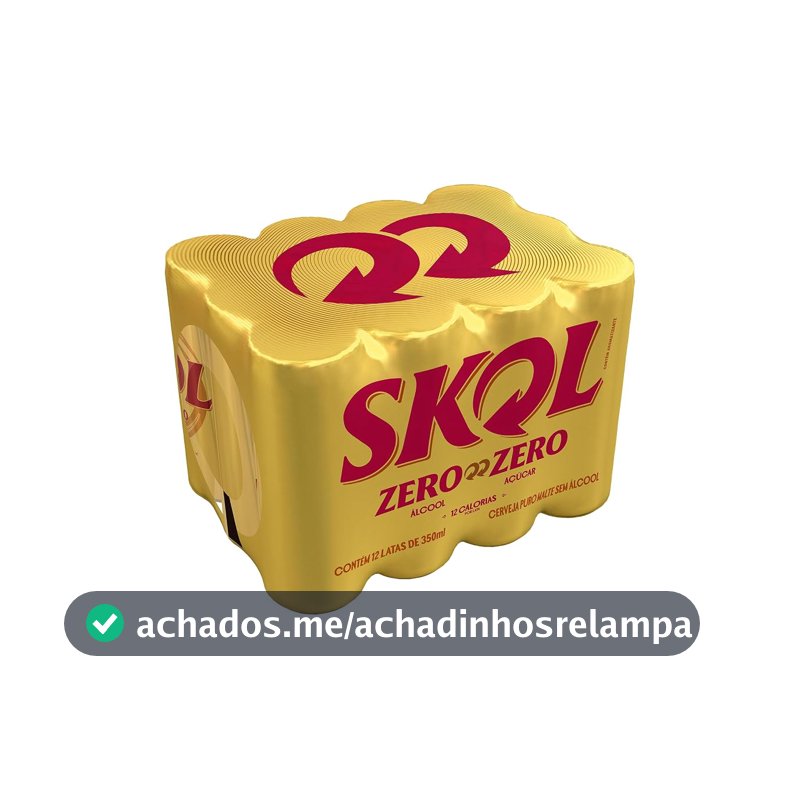 Cerveja Sem Álcool Skol, Lata 350ml, Pack com 12 unidades