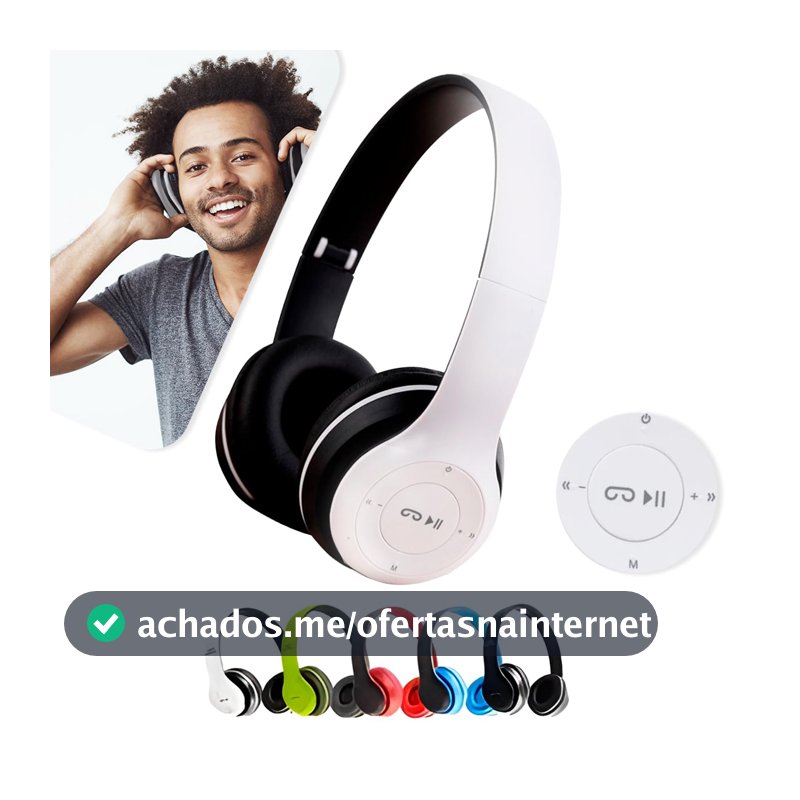 Fone de Ouvido Bluetooth Headphone P47 Sem Fio Wireless Micro Sd 5.0 Dobrável Com Microfone Regulável Para Corrida Academia Escritório Caminhada Reunião Linha Premium (Branco)
