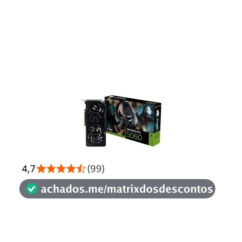 GAINWARD Placa gráfica RTX 5060 Ghost 8GB GDDR7 128bit 3-DP HDMI NE75060019P1-GB2063B VD9198