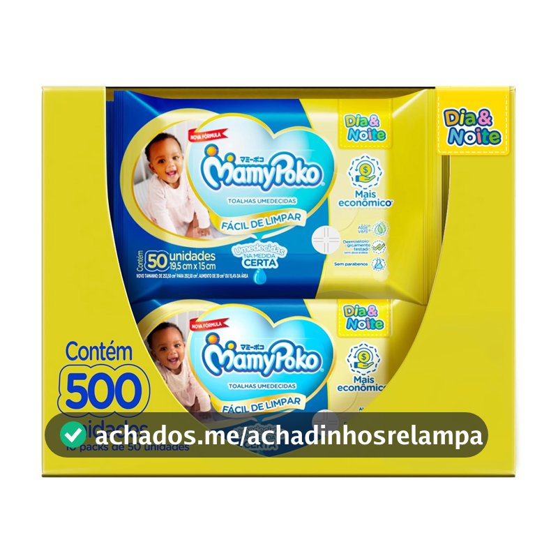 MamyPoko Lenços Umedecidos Dia&Noite 500 Unidades