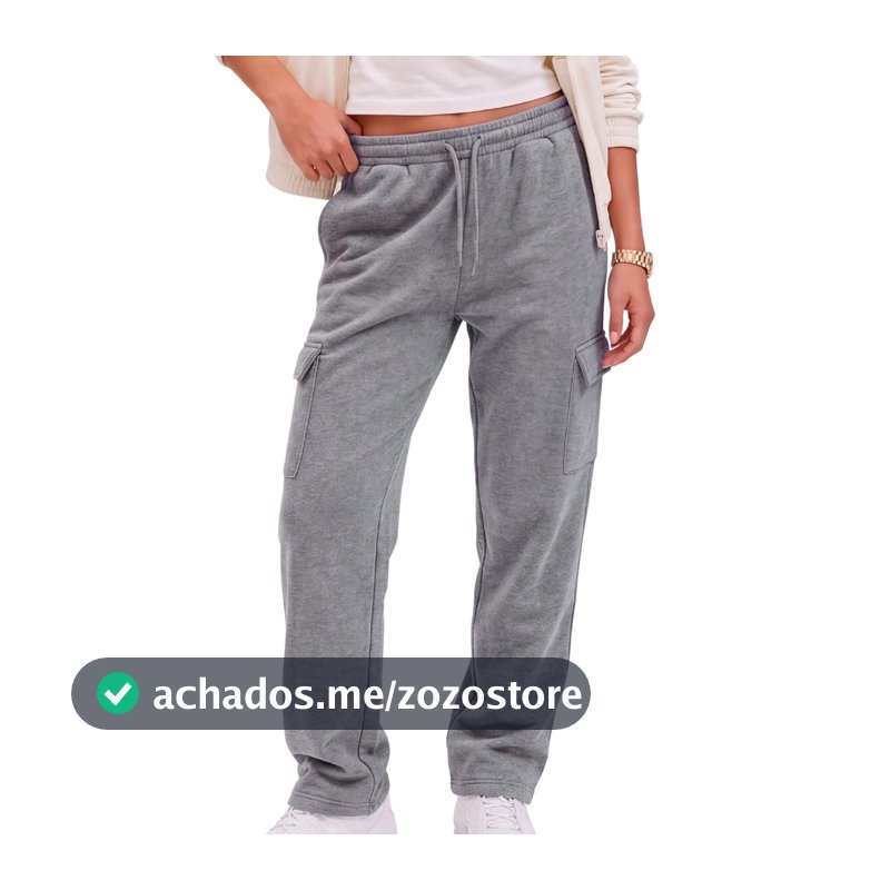 Calça De Moletom Feminina Cargo Interior Peluciado Soft Style Box