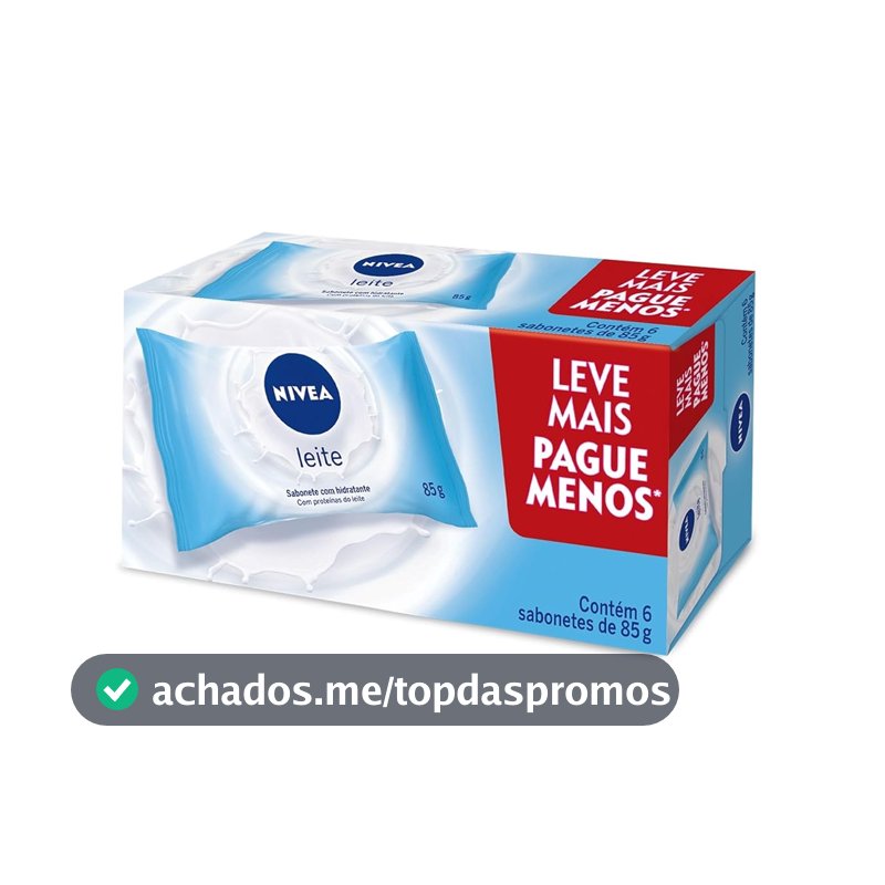 NIVEA Sabonete em Barra Hidratante Leite Promo 6 un. 85g - Com fragrância suave e espuma cremosa, esse sabonete limpa e mantém a pele hidratada após o banho