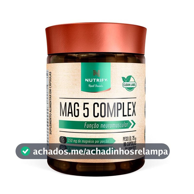 Nutrify Complexo Mag 5 – 90 Cápsulas - Suplemento Fonte de Magnésio para Equilíbrio e Bem-Estar