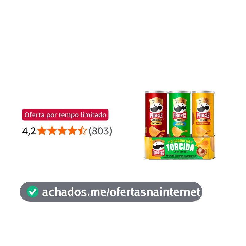 Salgadinho Batata Frita Pringles Tripack Especial Festa do Futebol