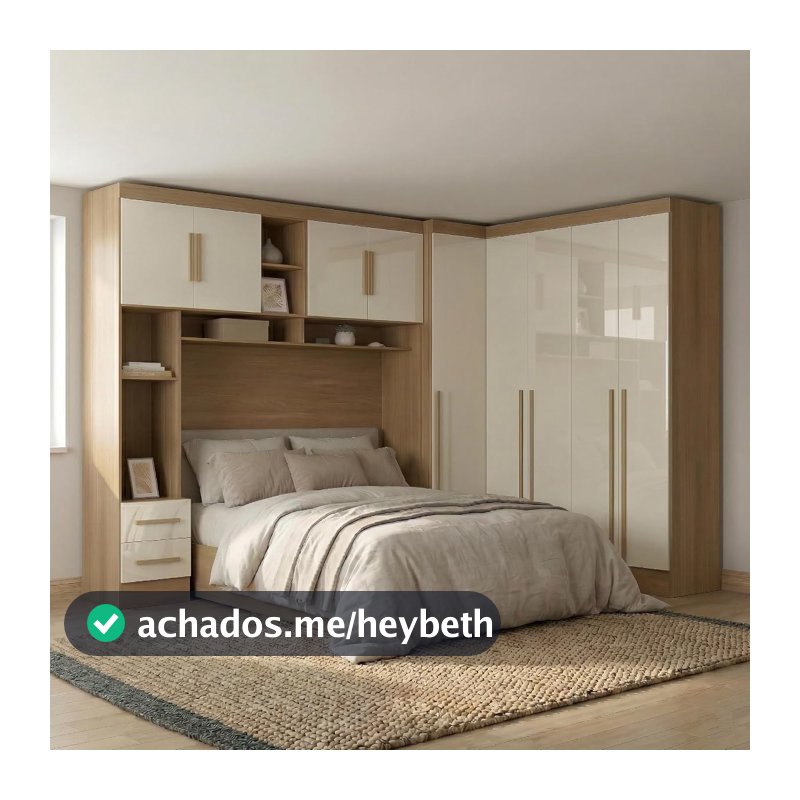 Guarda Roupa Casal Modulado 3 Peças 9 Portas 5 Gavetas com Cabeceira 100% MDF Smart Cinamomo/Off White Cinamomo/Off White