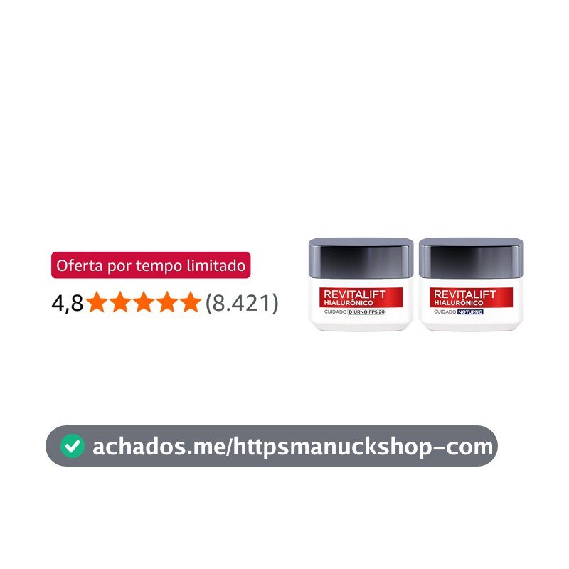 Kit Hidratante Facial L'Oréal Paris Revitalift Hialurônico Diurno FPS 20 + Noturno, Tratamento Antirrugas e Preenchedor com Ácido Hialurônico Puro, 49g
