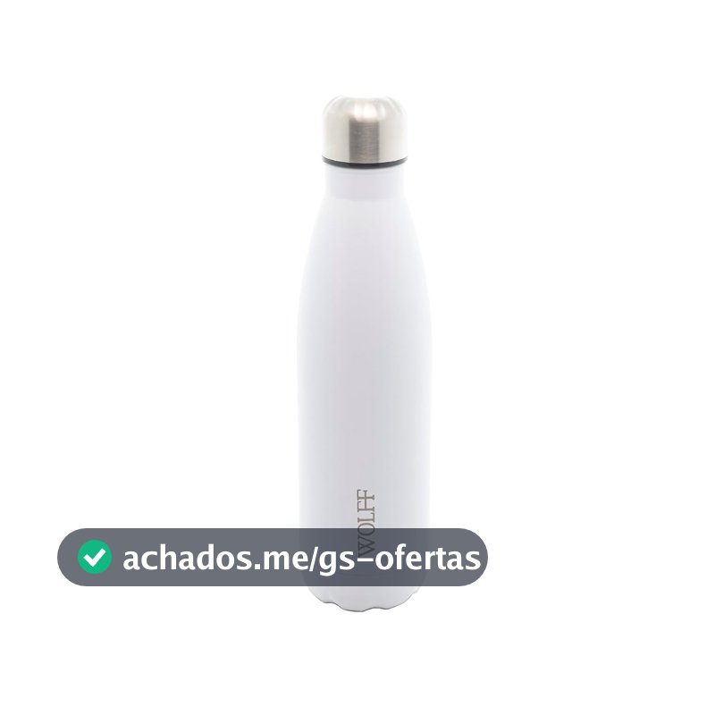 WOLFF - Garrafa Térmica de Aço Inox Branca com Parede Dupla - 500ml - Linha Ice