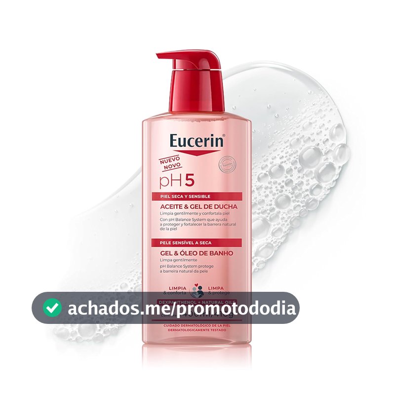 Eucerin PH5 Gel e Óleo de Banho 400ml - Limpa gentilmente e protege a barreira natural da pele