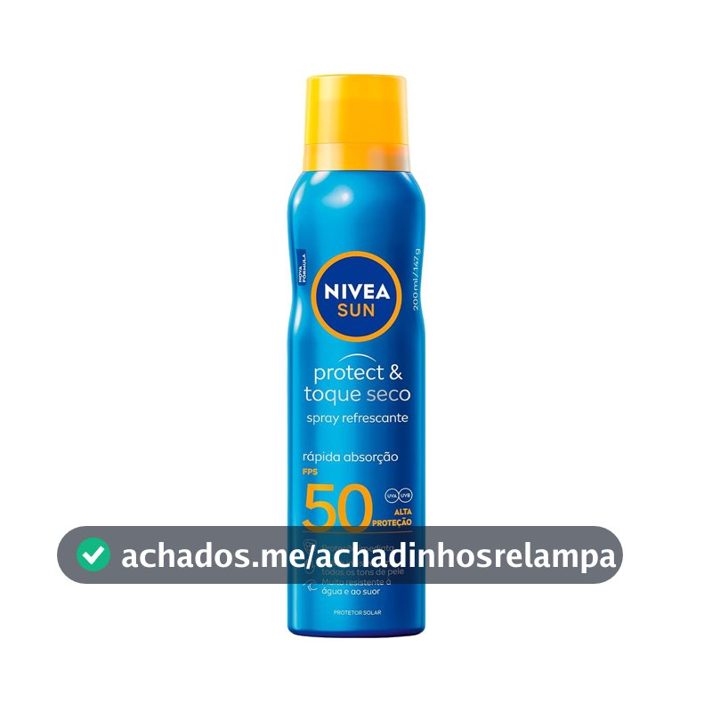 NIVEA SUN Protetor Solar Spray Protect & Toque Seco FPS 50 200ml, Alta Proteção UVA/UVB, Efeito Invisível, Rápida Absorção, Ação Refrescante