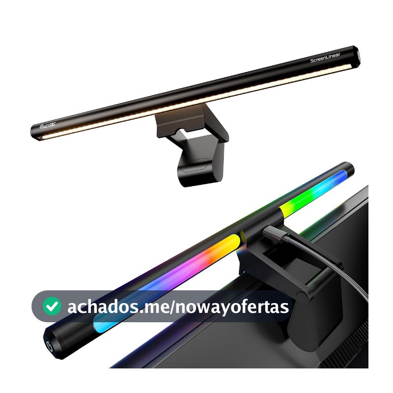 Quntis RGB Barra de Luz para Monitor Gamer, Iluminação Dupla e 24 Modos RGB
