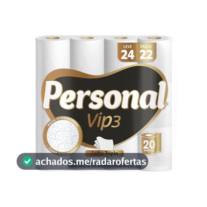 Personal Papel Higiênico Vip Folha Tripla, 24 Rolos De 20M