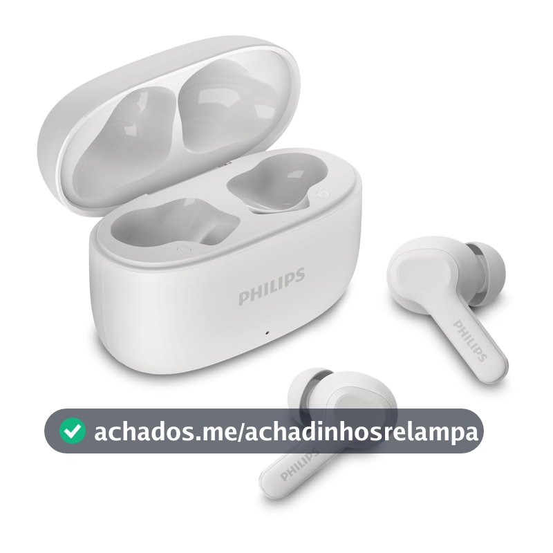 PHILIPS, Fone de Ouvido Sem Fio TWS, TAT1109WT/00, Bluetooth, Com Microfone, Até 24 horas de bateria, Branco