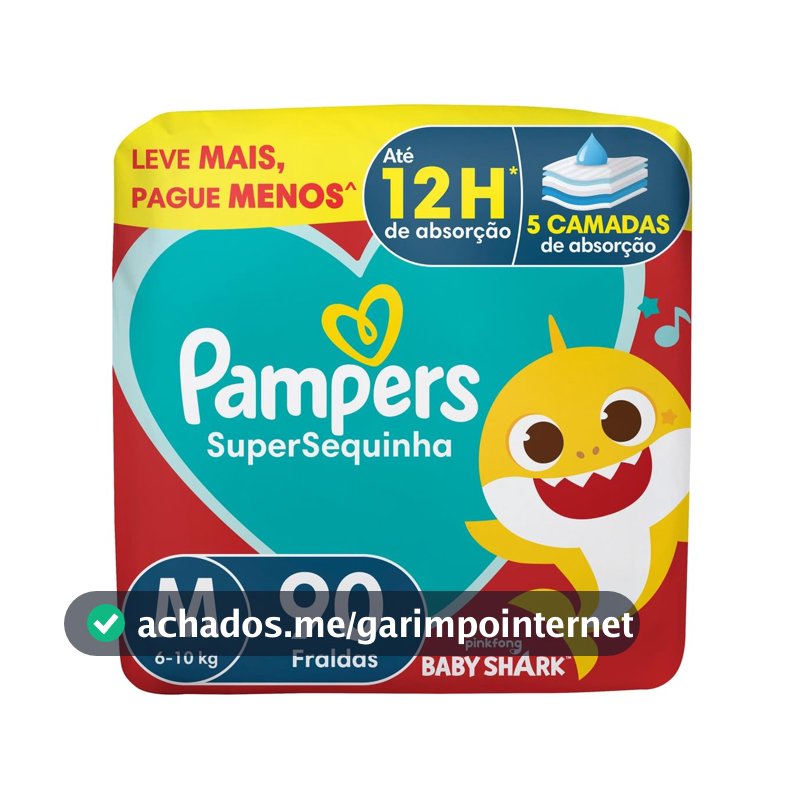 Fralda Pampers Supersequinha Tamanho M 90 Unidades