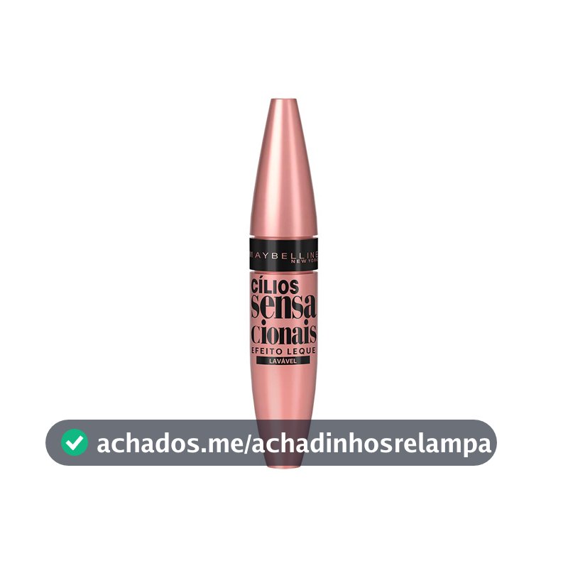 Maybelline NY Cílios Sensacionais Máscara de Cílios Lavável, Efeito Leque com Volume e Definição, Longa Duração e Não Empelota, Cor Preto Intenso, 9,5ml