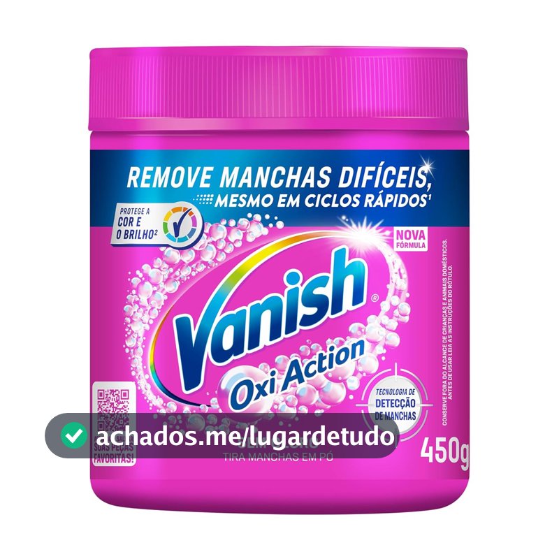 Tira Manchas em Pó Vanish Oxi Action Pink Refil 450g para Roupas Coloridas, Sem Cloro, com Percarbonato, Remove Manchas Difíceis, Preserva as Cores e Deixa as Roupas Como Novas