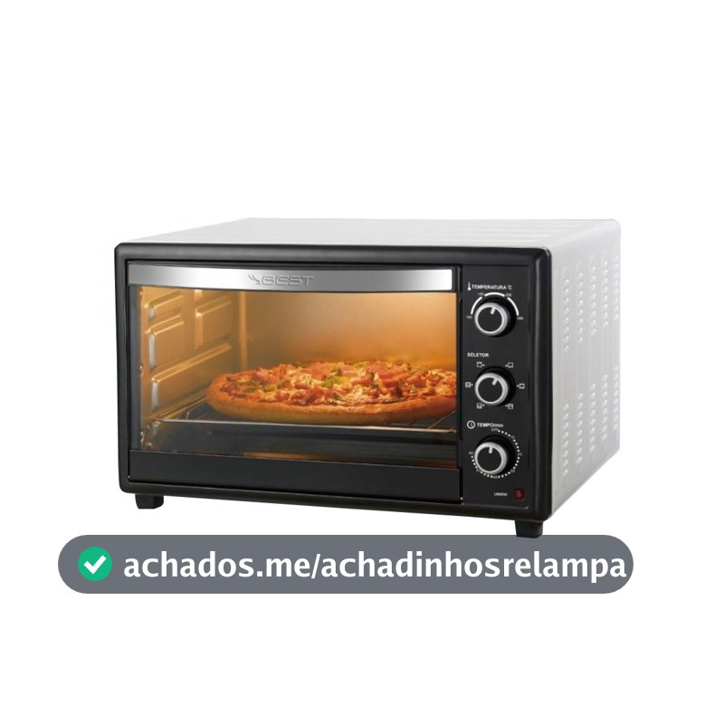 BEST Forno Elétrico 50L, Preto/Branco, 1800W 220V Timer 60 Minutos, Temperatura 100-250°C, Interior em Aço Zincado