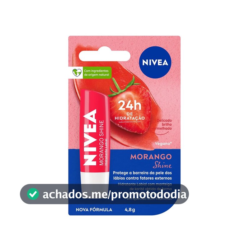 Hidratante Labial NIVEA Morango Shine, 4,8g