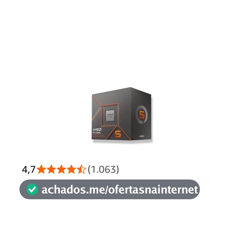Processador AMD Ryzen 5 8500G Box (AM5/6 Cores/12 Threads/5.0GHz/22MB Cache/Wraith Stealth/AMD Radeon 740M)