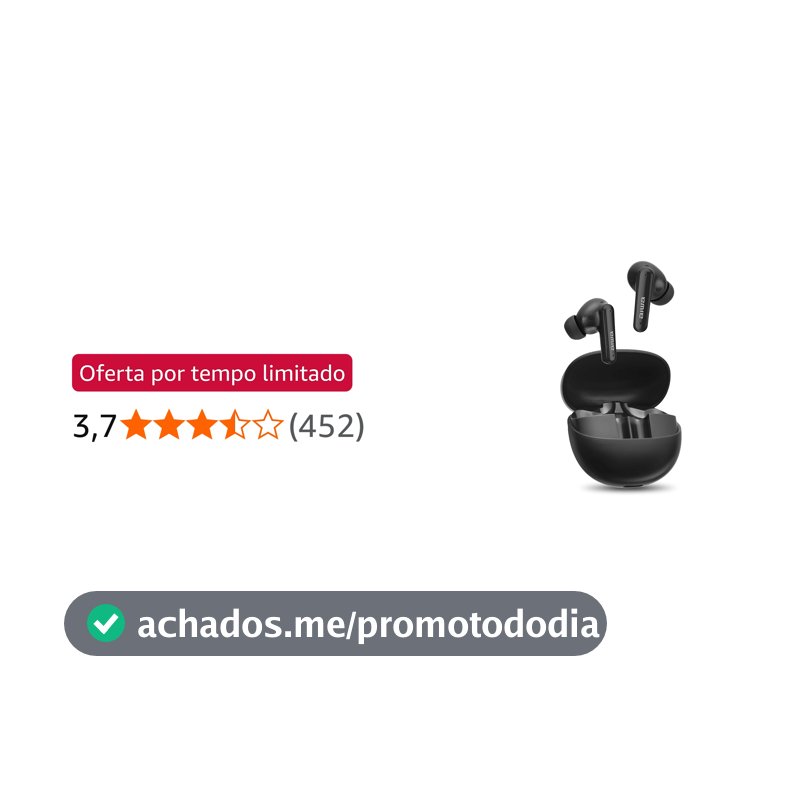 Fone de Ouvido Eardbud AIWA AWS-EB-04-B Bluetooth IPX4 ANC 26 Horas de bateria