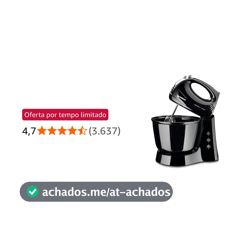 MONDIAL Batedeira Prática, Preto, 400W, 110V - B-44-B