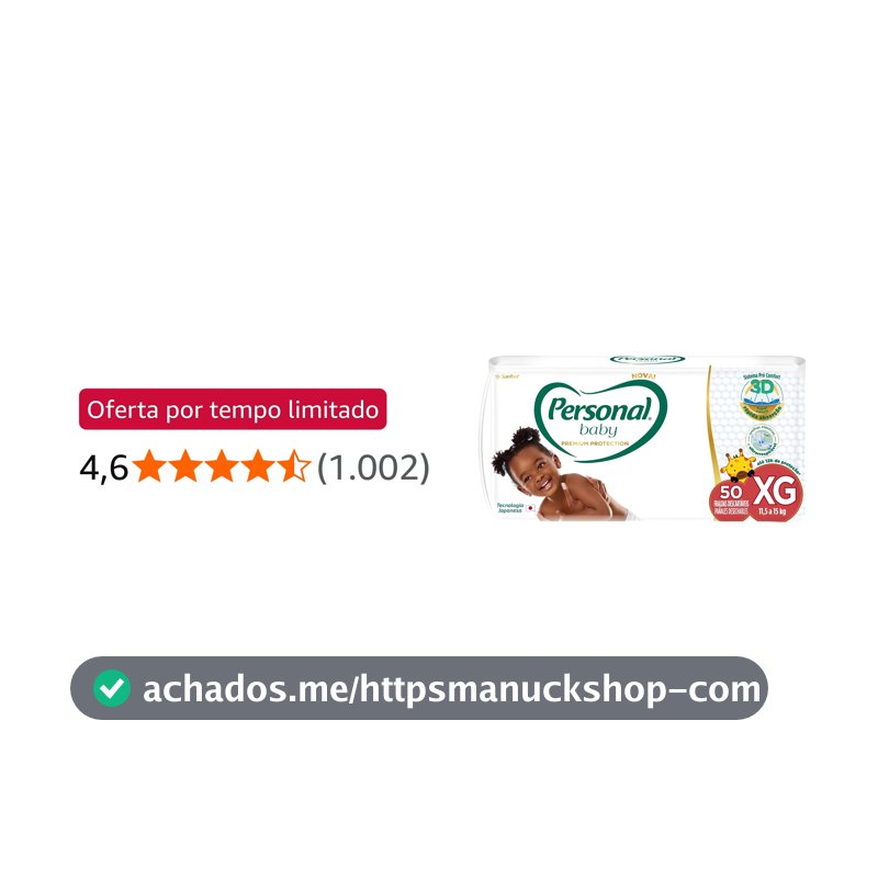 Personal Fralda Baby Premium Protection Extra Grande, 50 unidades