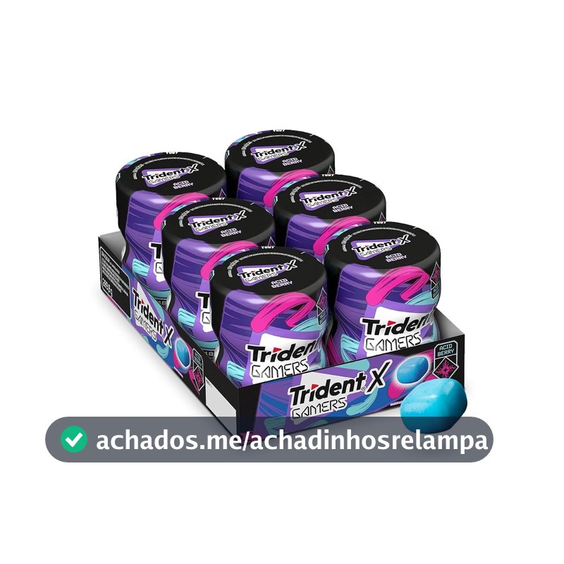 Chiclete Trident X Gamers Acid Berry - Caixa Com 6 Unid De 48,3g