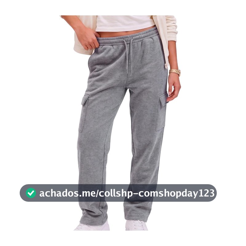 Calça De Moletom Feminina Cargo Interior Peluciado Soft Style Box