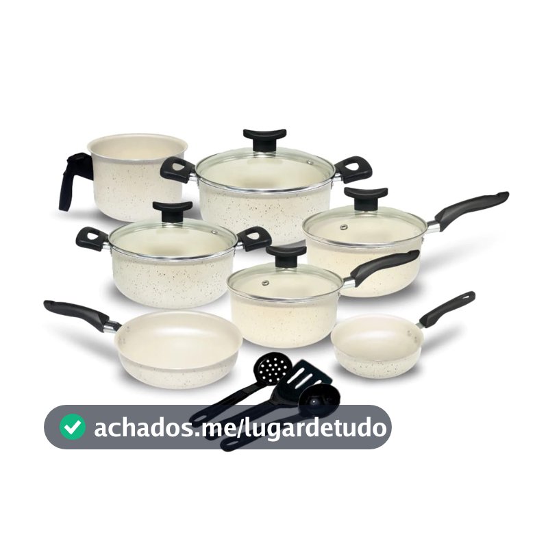 Jogo de Panelas Antiaderente com Tampa de Vidro, 10 Peças