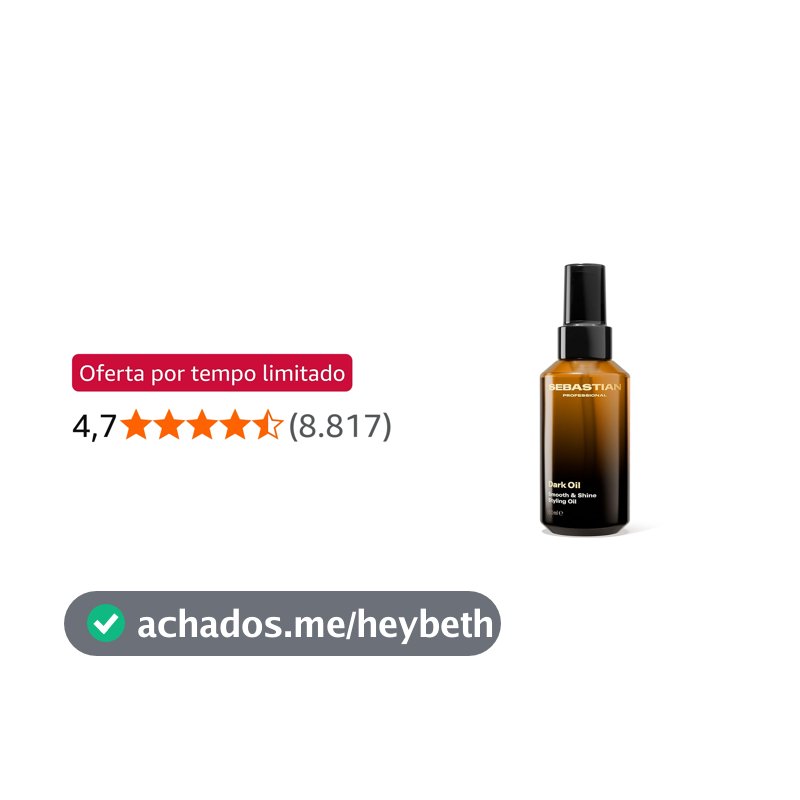 Sebastian Professional, Dark Oil, óleo capilar de brilho e maciez com absorção rápida para todos os tipos de cabelo, 100ml