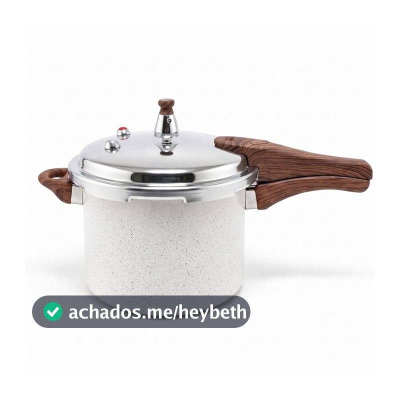 Panela de Pressão 4,2L com Revestimento Cerâmico Antiaderente, Fundo de Indução, Tampa em Aço Inox, Cabo Amadeirado e Sistema de Segurança