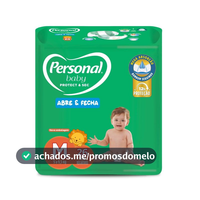 Personal Fralda Baby Protect & Sec M Jumbo, 26 unidades