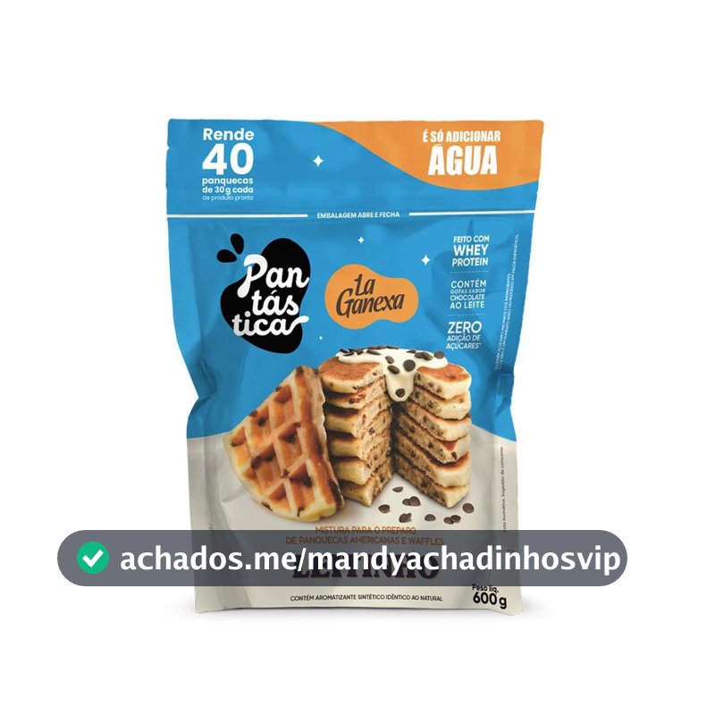 Massa para panqueca americana e Waffle, Zero com Whey Sabor Leitinho 600g - La Ganexa Pantástica