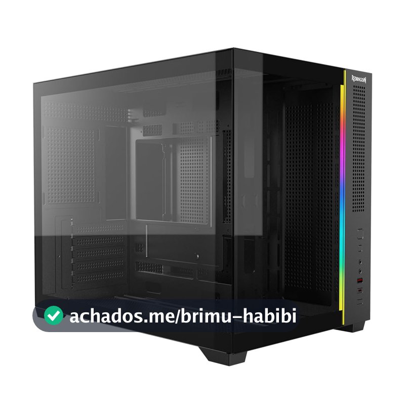 Gabinete Gamer Redragon Wideload Mini Lite RGB Preto Sem Fans Micro ATX CA-611B