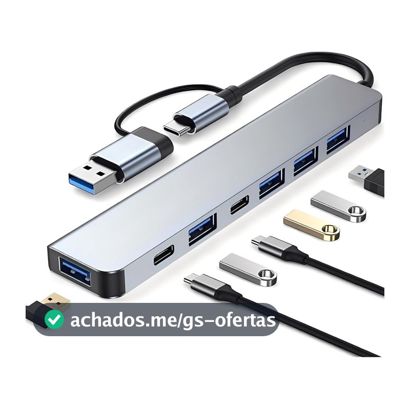 Hub USB-C 3.0 Extensor Adaptador 7 Em 1 Multiportas 5Gbps Notebook MacBook
