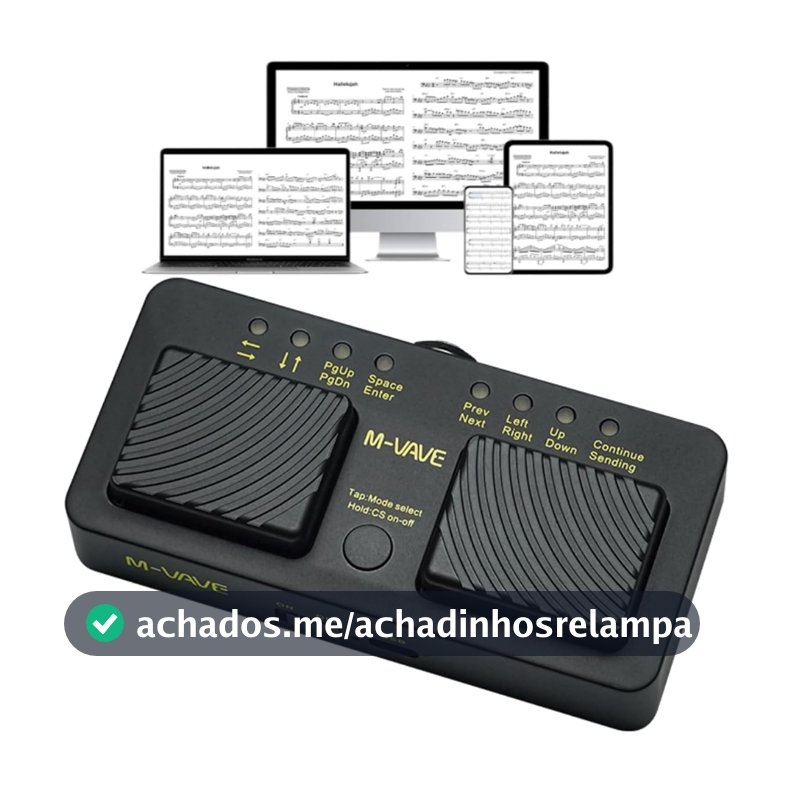 M-VAVE Pedal Sem fio Bluetooth Para Virar Páginas, Pedal Portátil Recarregável, Compatível iPad, iPhone, Tablet e Smartphone, Permitindo O Uso com As Mãos Livres, Indicado Para Músicos