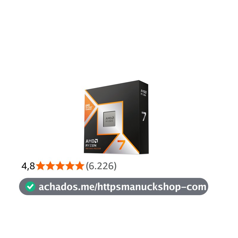 Processador AMD Ryzen 7 9800X3D (AM5/ 8 Cores/ 16 Threads/ 5.2 GHz/ 104Mb Cache/Radeon Graphics/Sem Cooler)