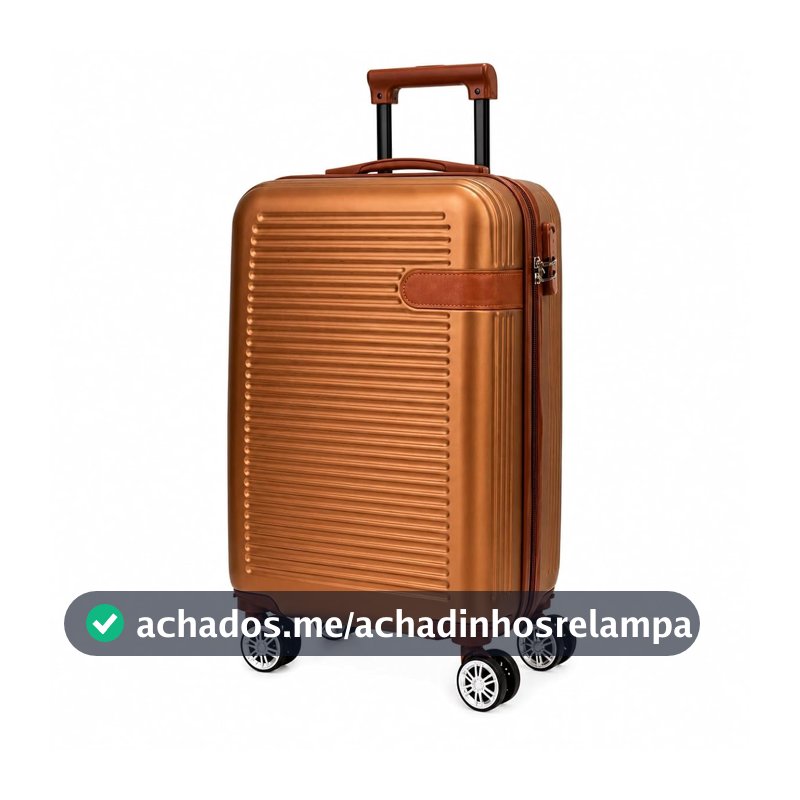 Mala de Viagem Pequena Bordo 360° Rígida com Rodinhas Giro Duplo e Cadeado Integrado, Leve, Resistente e Elegante para Avião e Viagens Curtas (Café)